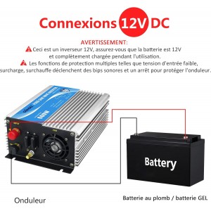 Convertisseur Pur Sinus 600W 12V DC à 230V AC avec USB